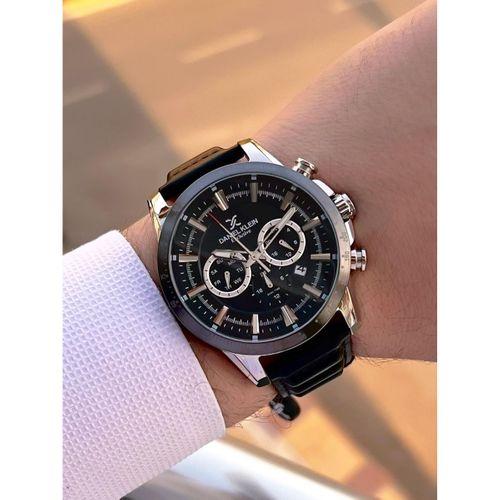 Daniel Klein Erkek Kol Saati 30 Metre Suya Dayanıklı Deri Kayış Kordon + Bileklik Hediyeli VS.BLKT.0672