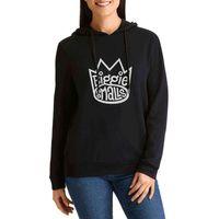 Biggie Smalls Logo Baskılı Siyah Kadın Kapşonlu Sweatshirt