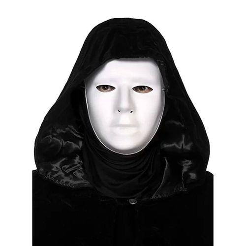 Eğitici Çocuk Siyah Kapüşonlu 120 cm Pelerin ve Beyaz Boyanabilir Tam Yüz Maske