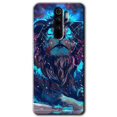 MRCİLETİSİM Xiaomi Redmi Note 8 Pro Kılıf Kapak - Neon Aslan +Hayalet Ekran Yandan Gözükmez