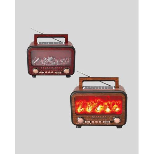 Şömine Efektli Solar Hoparlör Bluetooth 5.3 Radyo Aux Usb Tf Destekli