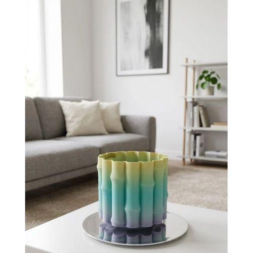 Modern Dekoratif Vazo Yeşil Geçişli Şık Tasarım Masa Üstü Kullanım