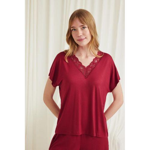 Kısa Kollu Dantelli V Yaka Şort Pijama Takımı