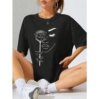 Baskılı Oversize T-shirt - Siyah