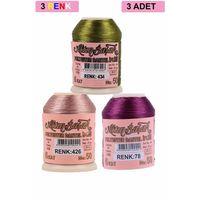 3 Adet Altınbaşak Oya ve Dantel İpi 20 gr - Royaleks - No: 426 - 078 - 434