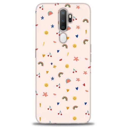 Oppo A9 2020 Kılıf HD Baskılı Kılıf - Kiraz ve Gökkuşağı + Tam Ekran Koruyucu
