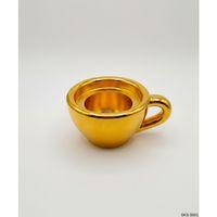 Gold Mini Dekoratif Fincan Şeklinde Saksı – 6 Cm Masaüstü &amp; Ofis Dekoru