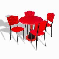 Dockers Napoli - Klas Mutfak Masa Takımı - (Yuvarlak Çap 80cm - Werzalit, Wermodin ve Allzalit Tabla) - Kırmızı-Kırmızı Deri