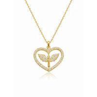 Gümüş Gold Mikail Meleği Figürlü Kalp Kadın Kolye