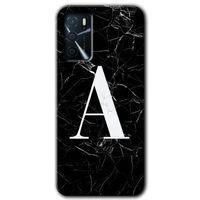 Oppo A16 HD Baskılı Kılıf + 9D Tam Ekran Koruyucu - Siyah Mermer Desenli A Harfi