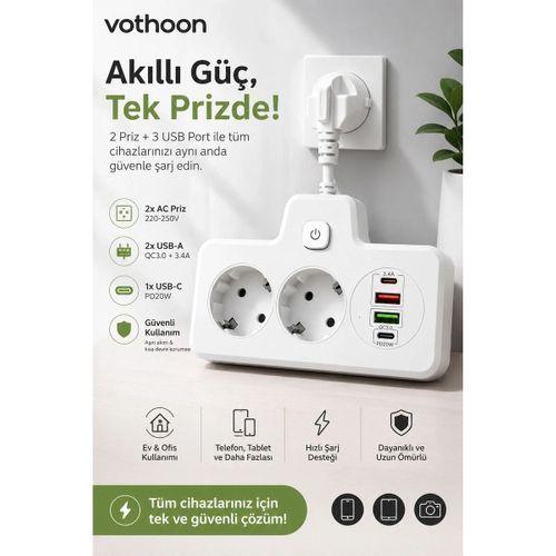 Bkl-502 Akım Korumalı 2li Priz 2 Usb Ve 2 Type-c Çıkış 4000w Hızlı Şarj Duvar Tipi Dokunmatik Led Aydınlatmalı