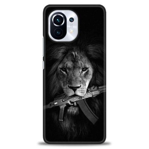 Xiaomi Mi 11 Kılıf HD Baskılı Kılıf - Tüfek ve Aslan + Tam Ekran Koruyucu