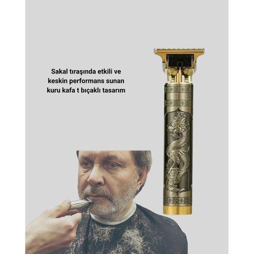 Şarjlı T Bıçaklı Saç Ve Sakal Tıraş Makinesi – 3 Başlıklı, Güçlü Motorlu, 2 Saat Kullanım