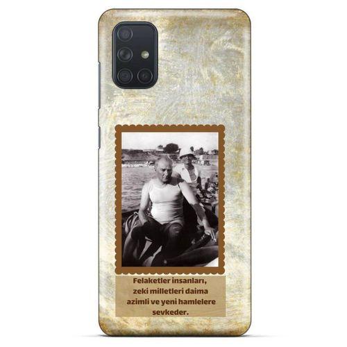 Samsung Galaxy M51 Kılıf Atatürk (8) Baskılı Kılıf Açık Kahve