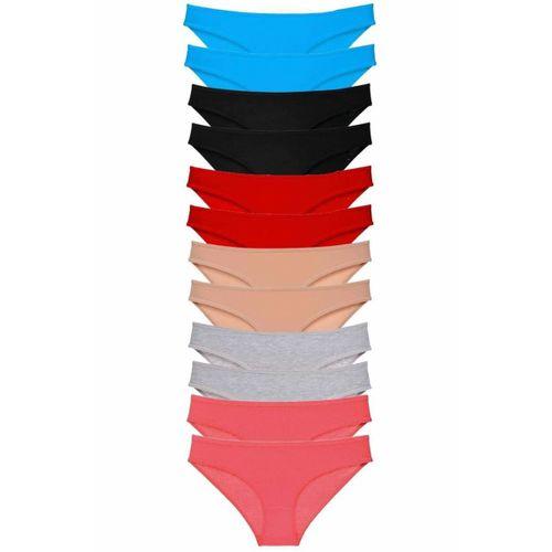 12 adet Eko Set Likralı Kadın Slip Külot Çok Renkli 3