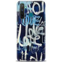 Realme 5 Pro Kılıf HD Baskılı Kılıf - Love Mavi + Tam Ekran Koruyucu
