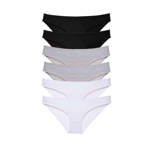 6 adet Süper Eko Set Likralı Kadın Slip Külot Siyah Gri Beyaz