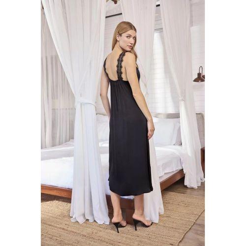 Göğüs Ve Sırt Dekolteli Dantelli Saten Gecelik