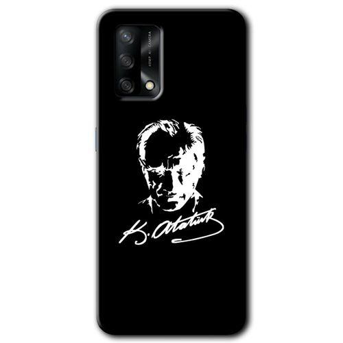 Oppo A74 HD Baskılı Kılıf + 9D Tam Ekran Koruyucu - Atatürk Silüet İmza