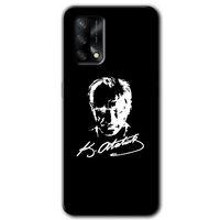 Oppo A74 HD Baskılı Kılıf + 9D Tam Ekran Koruyucu - Atatürk Silüet İmza