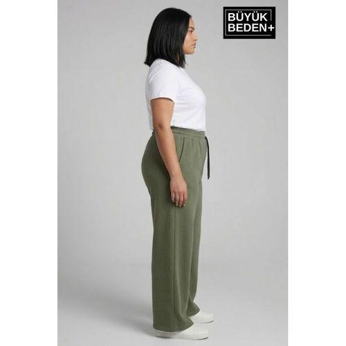 Kadın Büyük Beden Bol Paça  Yüksek Bel Lastikli Salaş Eşofman Altı SPR26BEA988