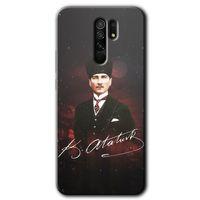 MRCİLETİSİM Xiaomi Redmi 9 Kılıf HD Desen Baskılı Arka Kapak+Temperli Cam - Kemal Atatürk