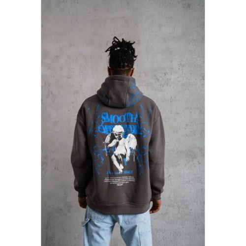 Erkek Yıldırım Baskılı Kapşonlu Sweatshirt - Gri