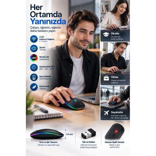 Ofis Ev Okul Kullanımına Uygun Şarjlı Kablosuz Mouse