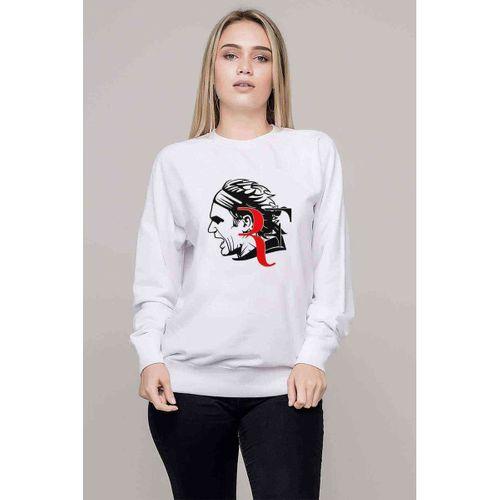 Roger Federer Baskılı Beyaz Kadın Sweatshirt