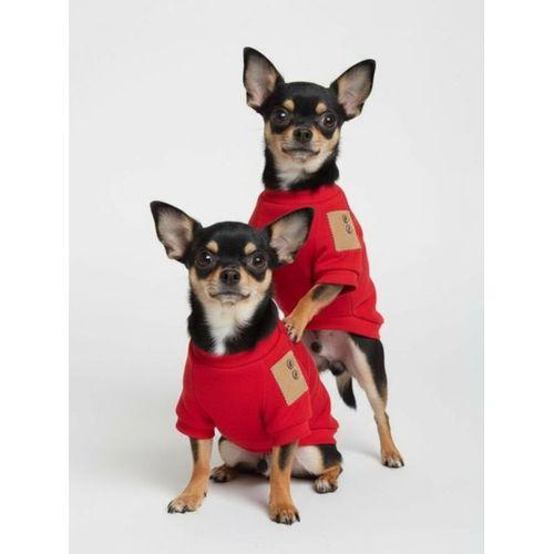 Sevimli Çilek Detaylı Kırmızı Köpekler için Polar Sweatshirt