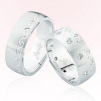 Beyaz Desenli Taşlı Altın Alyans 4507