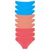 9 adet Süper Eko Set Likralı Kadın Slip Külot Pudra Fuşya Mavi