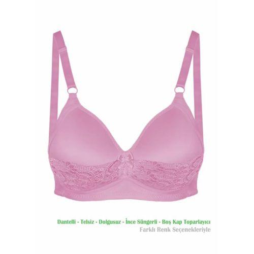 Alışveriş Meydanı Kadın Pembe Dantelli Toparlayıcı Küçültücü Balensiz Boş Kap Sütyen