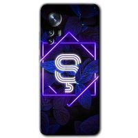 Xiaomi Mi 12 Kılıf HD Desen Baskılı Arka Kapak - Dark Neon Yaprak Ş Harfi + Kırılmaz Cam