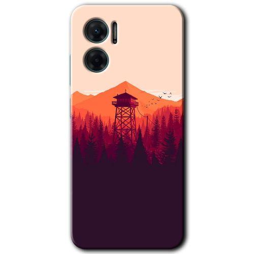 Xiaomi Redmi Note 11E HD Baskılı Kılıf + 9D Tam Ekran Koruyucu - Gözlem Kulesi
