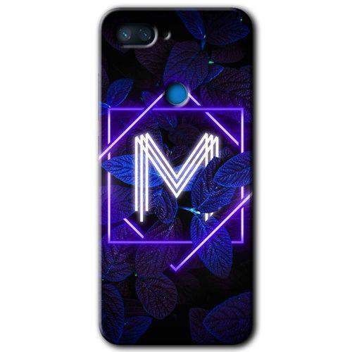 Xiaomi Mi 8 Lite Kılıf HD Desen Baskılı Arka Kapak - Dark Neon Yaprak M Harfi