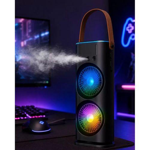 Rgb Işıklı Spreyli Masa Fanı Çift Motorlu Güçlü Üflemeli Taşınabilir Fan