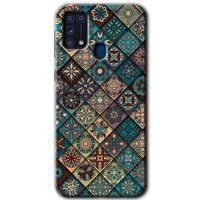 Samsung Galaxy M31 Kılıf Baskılı Kapak - Mandala Desen + 5D Tam Kaplayan Cam