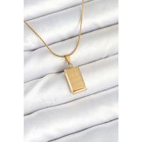 316L Çelik Gold Renk Külçe Altın Model Kolye