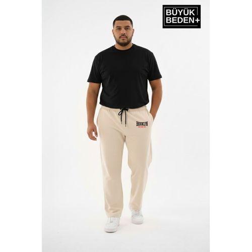 Erkek Büyük Beden BROOKLYN 1970 Baskılı Paça Reçme İnce Eşofman Altı SPR26EA952-3