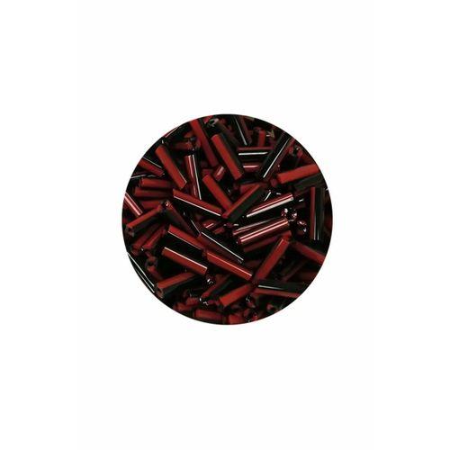 Uzun Boru Kesme Boncuk Çap 2mm Uzunluk 10 mm - 20 Gram - Kırmızı Siyah - BNC252