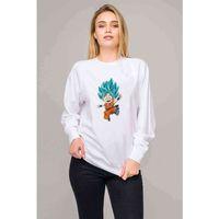 Anime Dragon Ball Baskılı Beyaz Kadın Sweatshirt