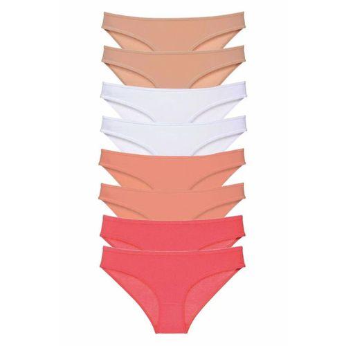 8 adet Süper Eko Set Likralı Kadın Slip Külot Ten Beyaz Pudra Fuşya