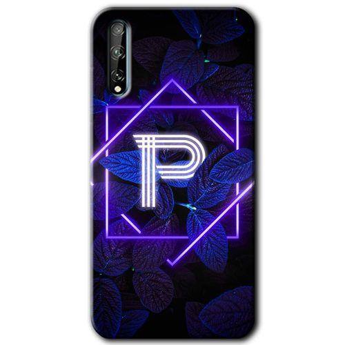 MRCİLETİSİM Huawei Y8P Kılıf Kapak - Dark Neon Yaprak P Harfi +Hayalet Ekran Yandan Gözükmez