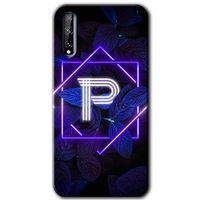 MRCİLETİSİM Huawei Y8P Kılıf Kapak - Dark Neon Yaprak P Harfi +Hayalet Ekran Yandan Gözükmez