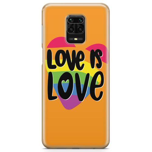 Xiaomi Redmi Note 9s Kılıf Love is Love Kalpli Turuncu Arka Kapak Koruma Desenli Full Koruyucu