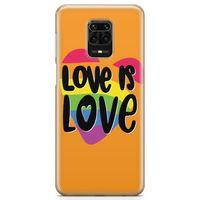 Xiaomi Redmi Note 9s Kılıf Love is Love Kalpli Turuncu Arka Kapak Koruma Desenli Full Koruyucu