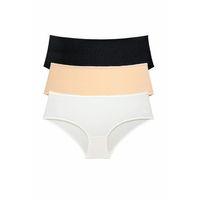 3 Adet Kadın Yüksek Bel Bato Külot Siyah Ten Krem