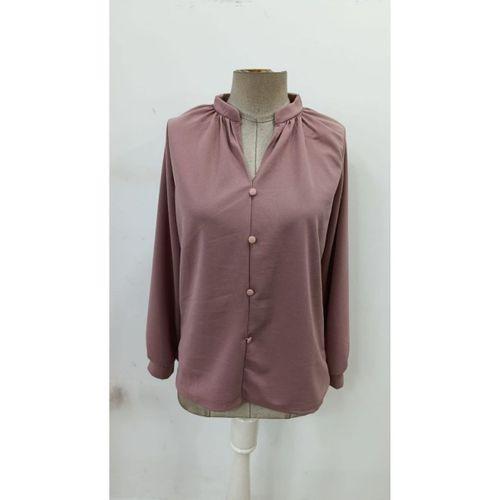 Kadın Uzun Kollu önden Düğmeli Hakim Yaka Ithal Krep Bluz