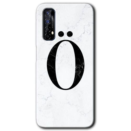 MRCİLETİSİM Realme 7 Kılıf HD Desen Baskılı Arka Kapak + Temperli Cam - Beyaz Mermer Desenli Ö Harfi
